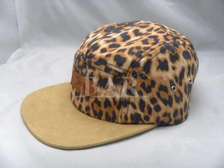 popolare cappello snapback in cotone naturale a 5 pannelli con patch lether 