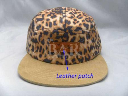 popolare cappello snapback in cotone naturale a 5 pannelli con patch lether 