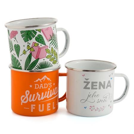 tazza di ename di campeggio su ordinazione colorata stampata sublimazione o stampa logo personalizzata di alta qualità all'aperto 