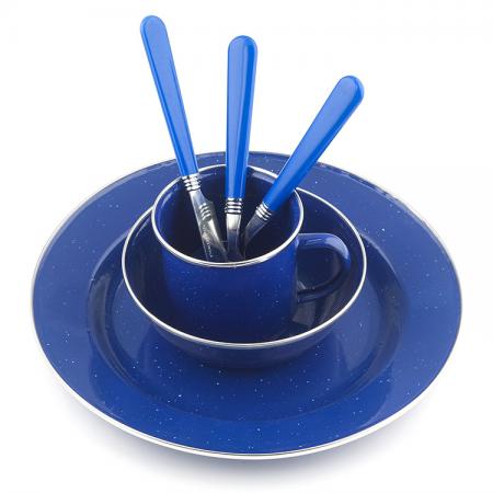 stansport - set di stoviglie in smalto deluxe 24 pezzi: piatti, ciotole, tazze e utensili di stansport 